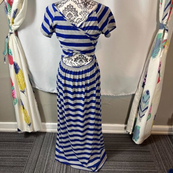 Bailey Girl Royal Blue & Gray Striped Cutout Maxi Dress Size M - Picture 8 of 10